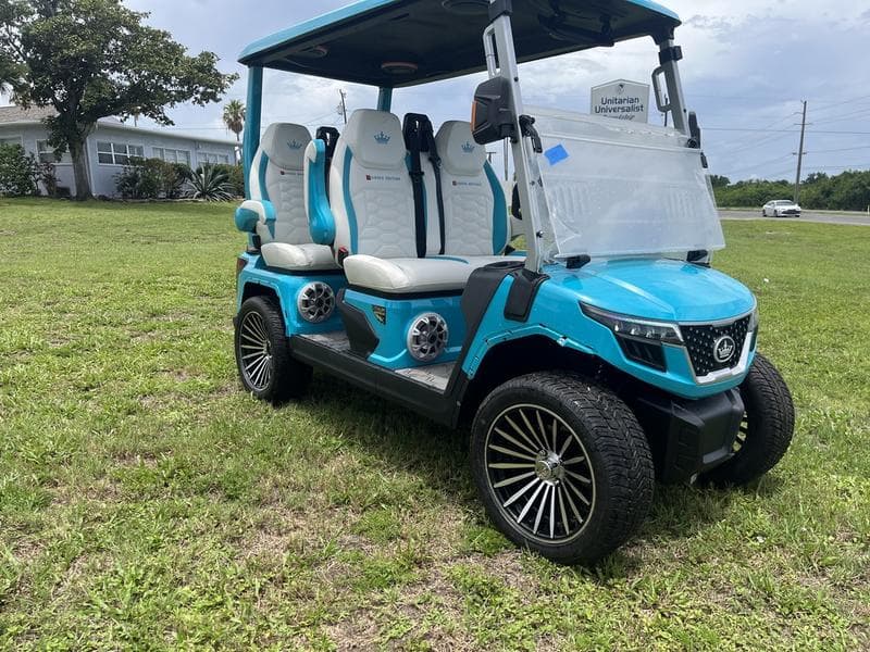 New Evolution 4 Seater Golf Cart, side view at Sequence Golf Carts South Africa