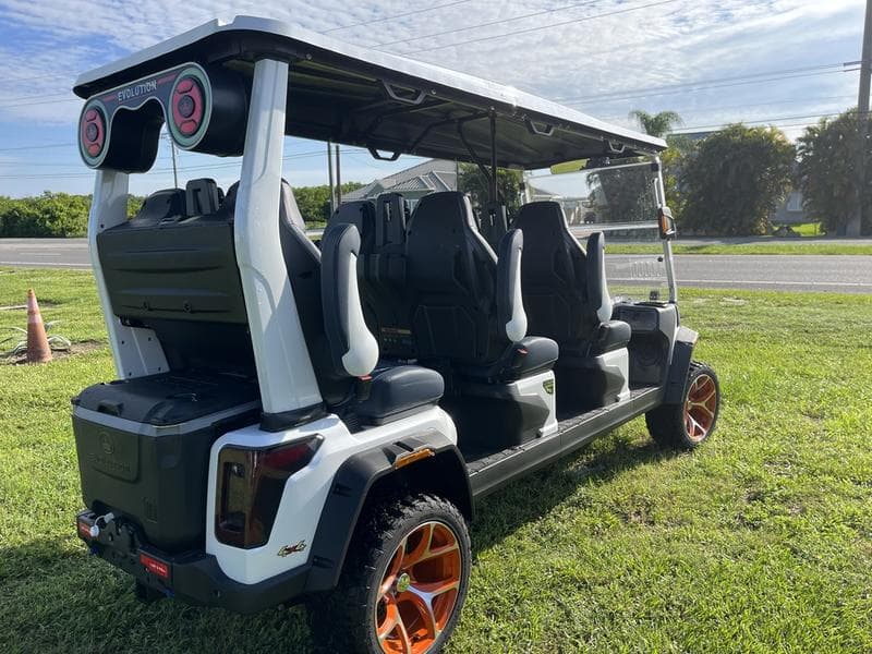 New Evolution 6-Seater Off-Road Golf Cart, side view at Sequence Golf Carts South Africa