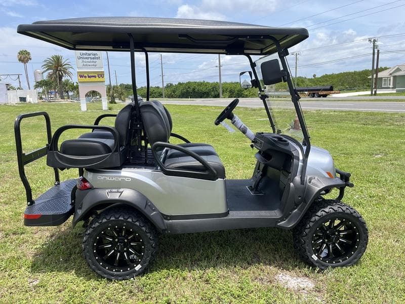2026 Club Car Onward Lifted 4-Passenger Gas PTV — Metallic Signature Silver — Unlimited Range Sale — additional view